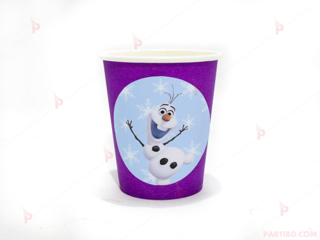 Чашки едноцветни в лилаво с декор Олаф / Frozen | PARTIBG.COM