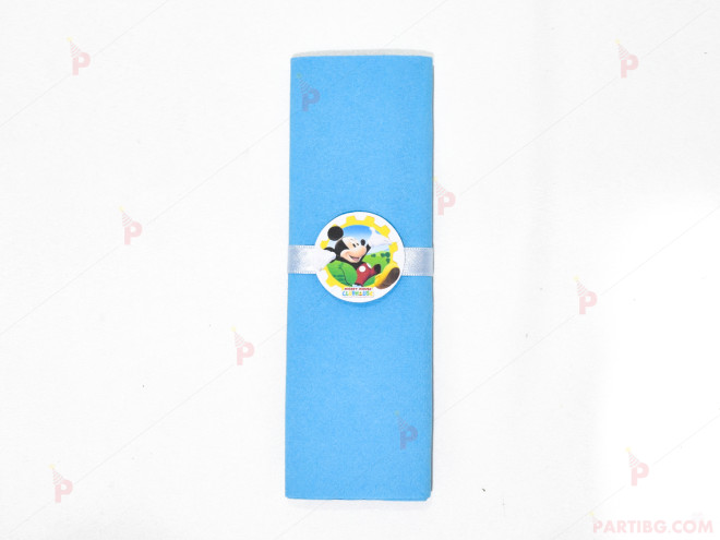 Салфетка едноцветна в синьо и тематичен декор Мики Маус / Mickey Mousee | PARTIBG.COM