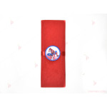 Салфетка едноцветна в червено и тематичен декор Спайдърмен | PARTIBG.COM