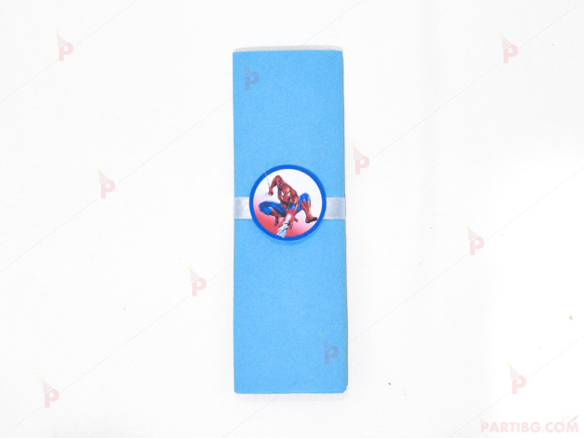 Салфетка едноцветна в синьо и тематичен декор Спайдърмен | PARTIBG.COM