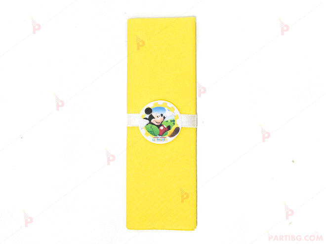 Салфетка едноцветна в жълто и тематичен декор Мики Маус / Mickey Mousee | PARTIBG.COM