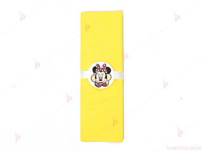 Салфетка едноцветна в жълто и тематичен декор Мини Маус / Minnie Mousee | PARTIBG.COM