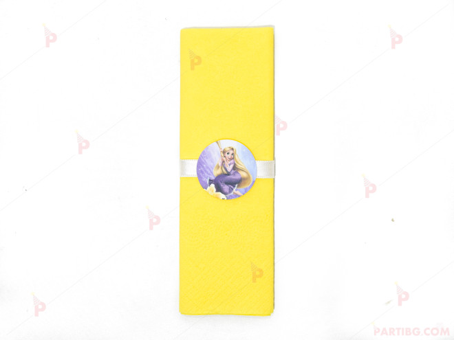 Салфетка едноцветна в жълто и тематичен декор Рапунцел / Rapunzel | PARTIBG.COM