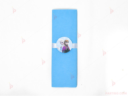 Салфетка едноцветна в синьо и тематичен декор Елза и Ана Леденото кралство / Frozen