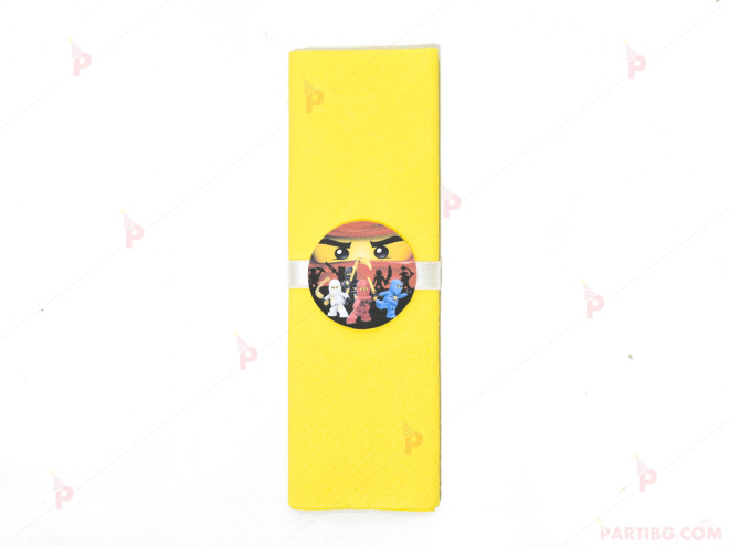 Салфетка едноцветна в жълто и тематичен декор Нинджаго / Ninjago | PARTIBG.COM