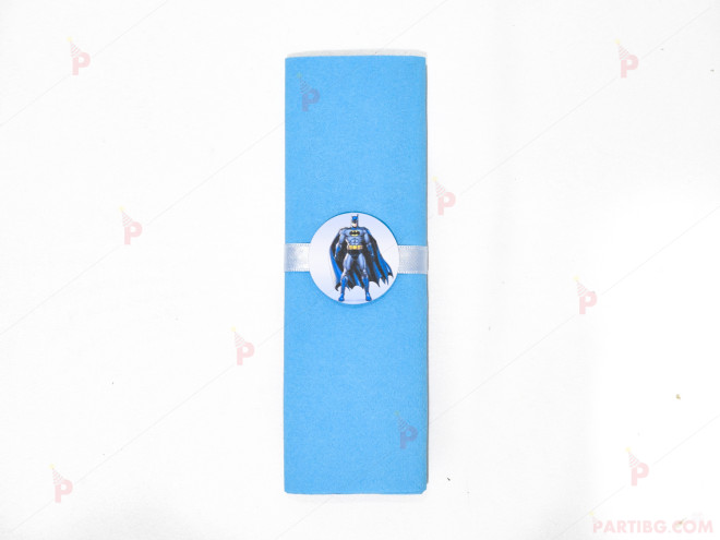 Салфетка едноцветна в синьо и тематичен декор Батман / Batman | PARTIBG.COM