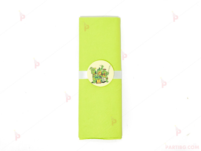 Салфетка едноцветна в зелено и тематичен декор Костенурките нинджа / Turtles | PARTIBG.COM