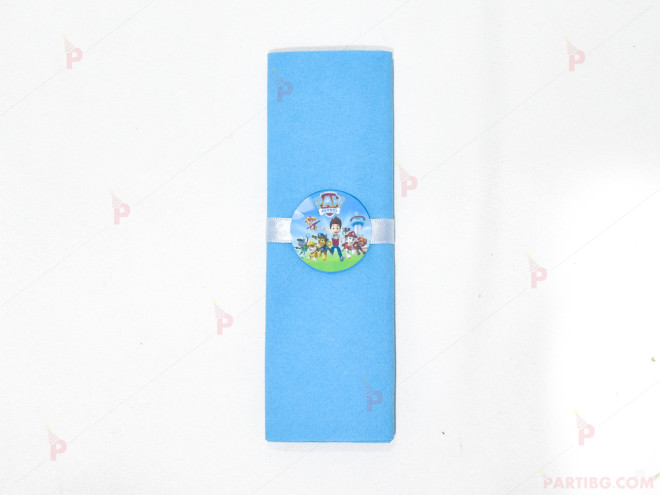Салфетка едноцветна в синьо и тематичен декор Пес Патрул / Paw Patrol | PARTIBG.COM