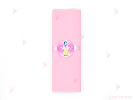 Салфетка едноцветна в розово и тематичен декор Снежанка и седемте джуджета/Snow White and the Seven Dwarfs