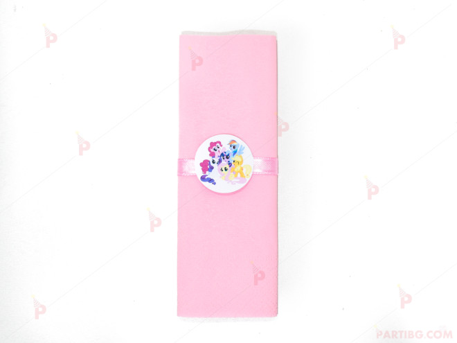 Салфетка едноцветна в розово и тематичен декор Понита/My little pony | PARTIBG.COM