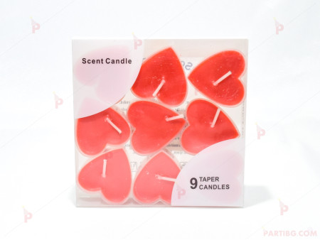 Плаващи чаени свещи във формата на сърце 9 бр. червени