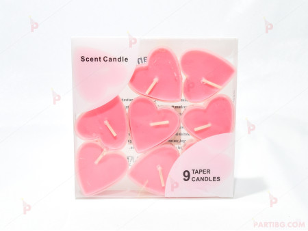 Плаващи чаени свещи във формата на сърце 9 бр. розови