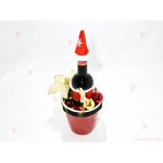 Коледен подарък - декорирана саксия с м. бутилка вино | PARTIBG.COM