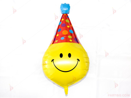 Фолиев балон 3D с усмивка и шапка