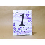 Тейбъл картичка - номерация за маса с лилав декор (картон 160гр) | PARTIBG.COM