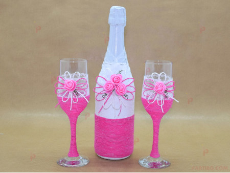 Комплект чаши с шампанско в розово