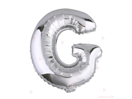 Фолиев балон буква "G" - сребрист 1м.