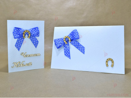 Картичка с плик за юбилей в синьо