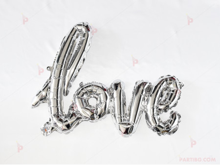 Фолиев балон надпис "LOVE" в сребърно