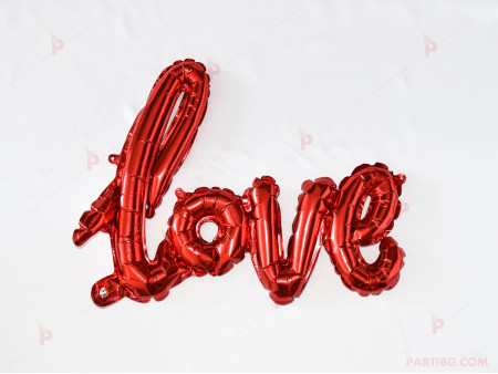 Фолиев балон надпис "LOVE" в червено
