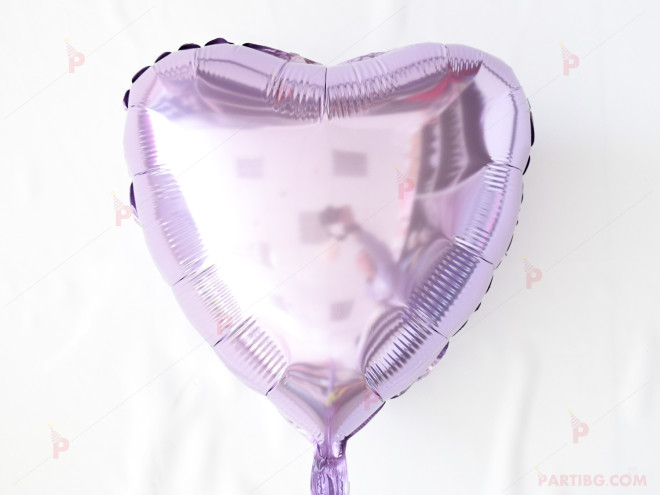 Фолиев балон във формата на сърце в светло лилаво | PARTIBG.COM