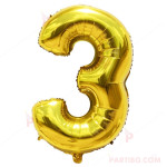 Фолиев балон цифра "3" - златист 1м. | PARTIBG.COM
