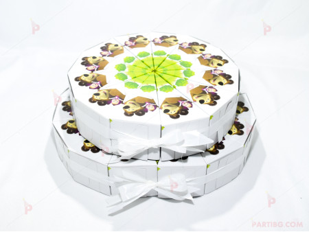 Картонена торта Маша и мечока - 28 парчета