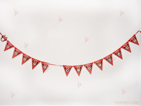 Надпис/флагчета за рожден ден с Мини маус в червено